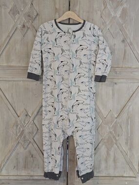 NEST Designs Cream Whale Print Pajamas with Gray Trim